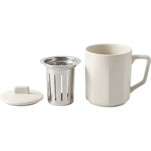 Zgmdw Hearthfold Ceramic Tea Mug with Infuser and Lid 12 oz Warm White - Product view